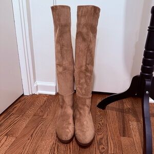 Suede Over-the-Knee Boots - Tan